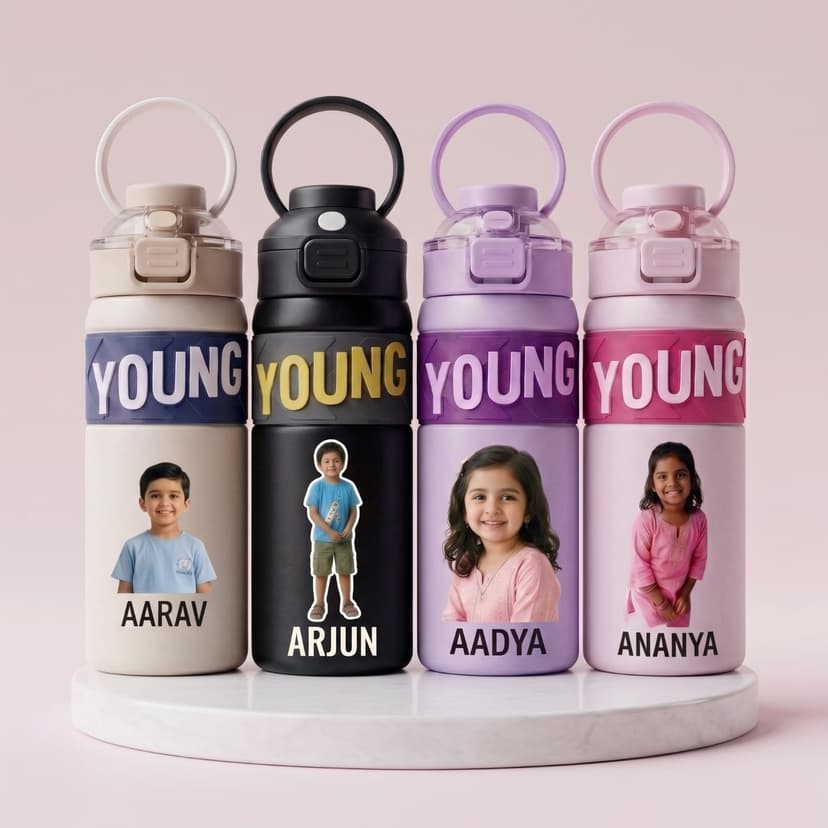 KidKik Premium Personalized Photo Bottle (700ml)